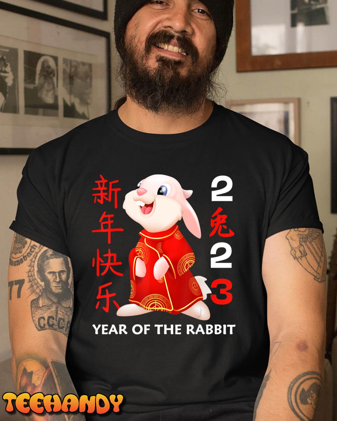 2023 Chinese Rabbit Happy New Year Red Chinese Stamp Graphic T-Shirt