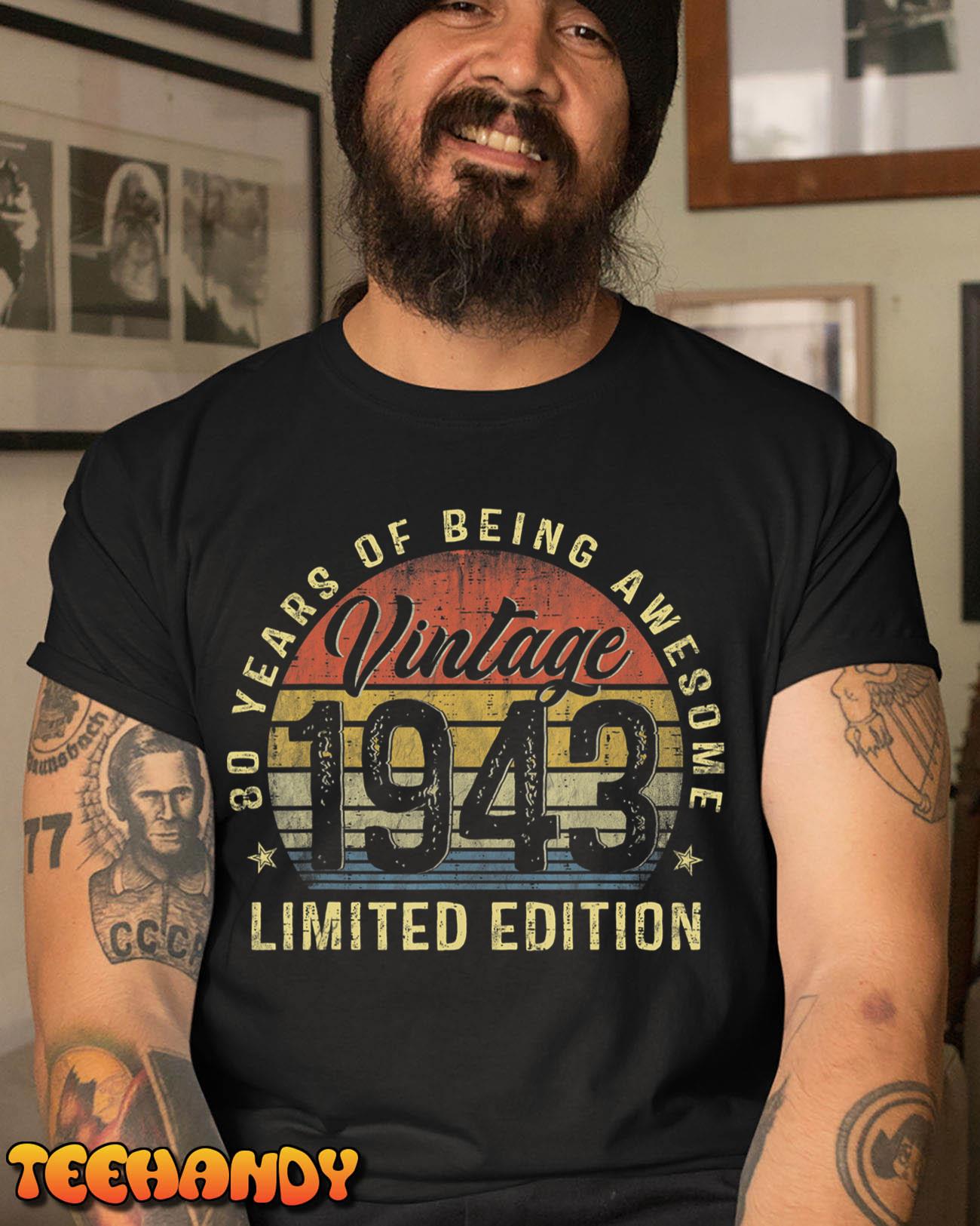 80th Birthday Gifts Vintage 1943 Limited Edition 80 Year Old T-Shirt