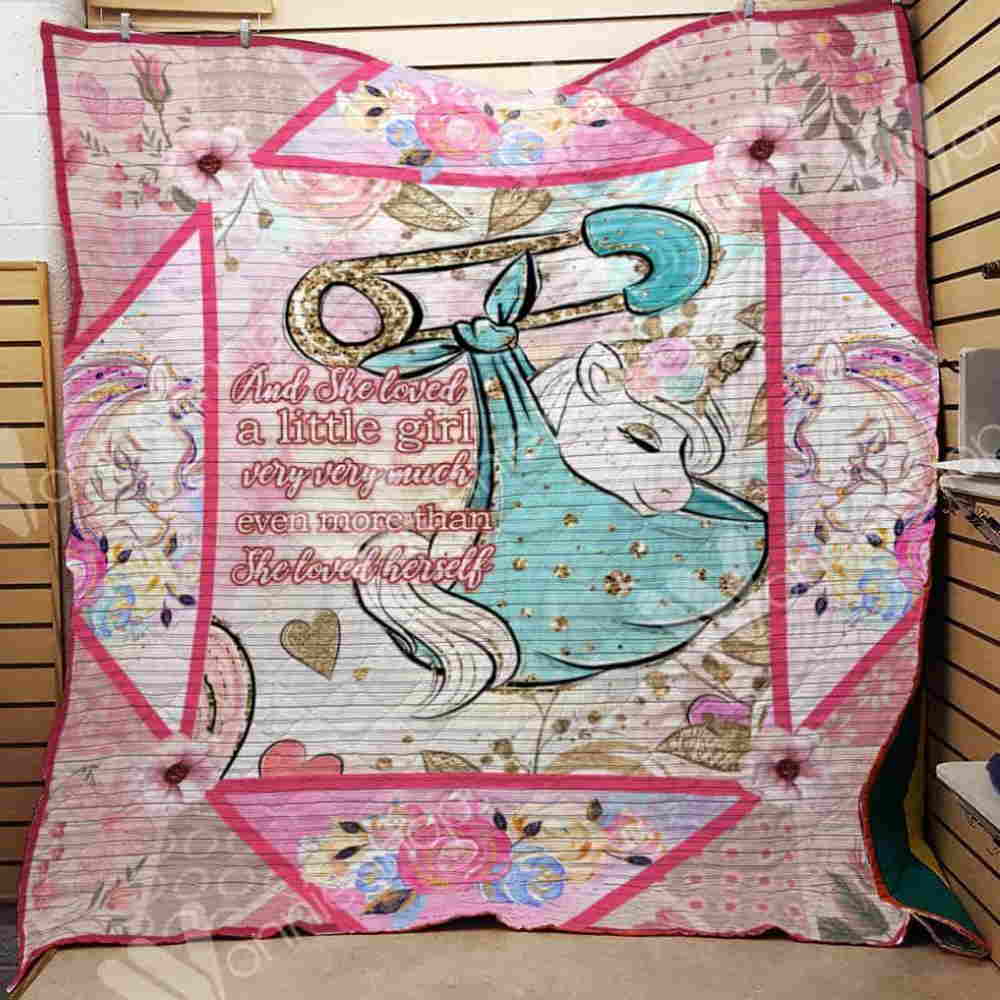 A Little Girl Unicorn 3D Quilt Blanket
