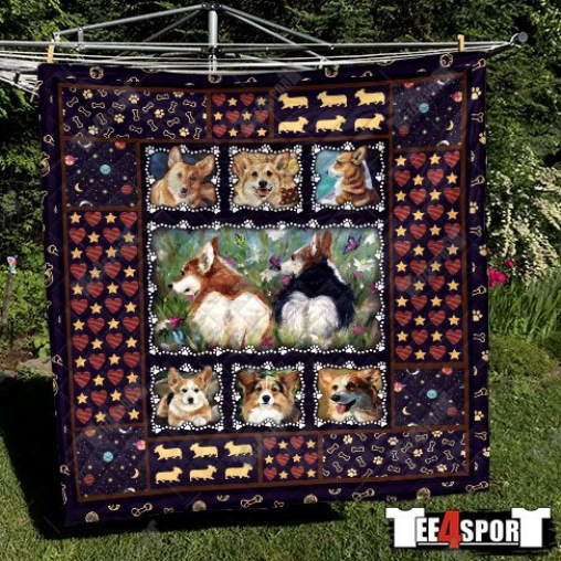 Adorable Corgi Dog Lovers 3D Quilt Blanket