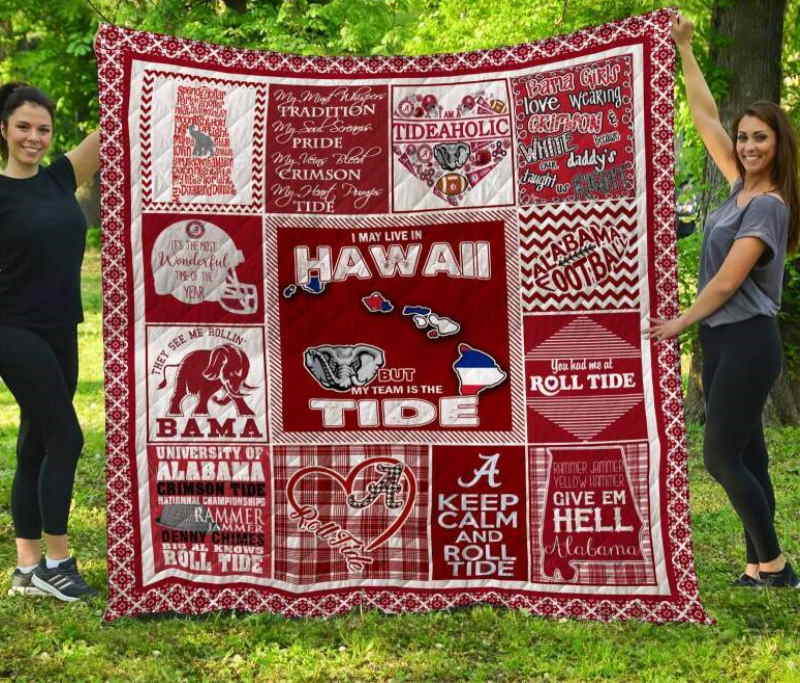 Alabama Crimson Tide Hawaii 3D Quilt Blanket