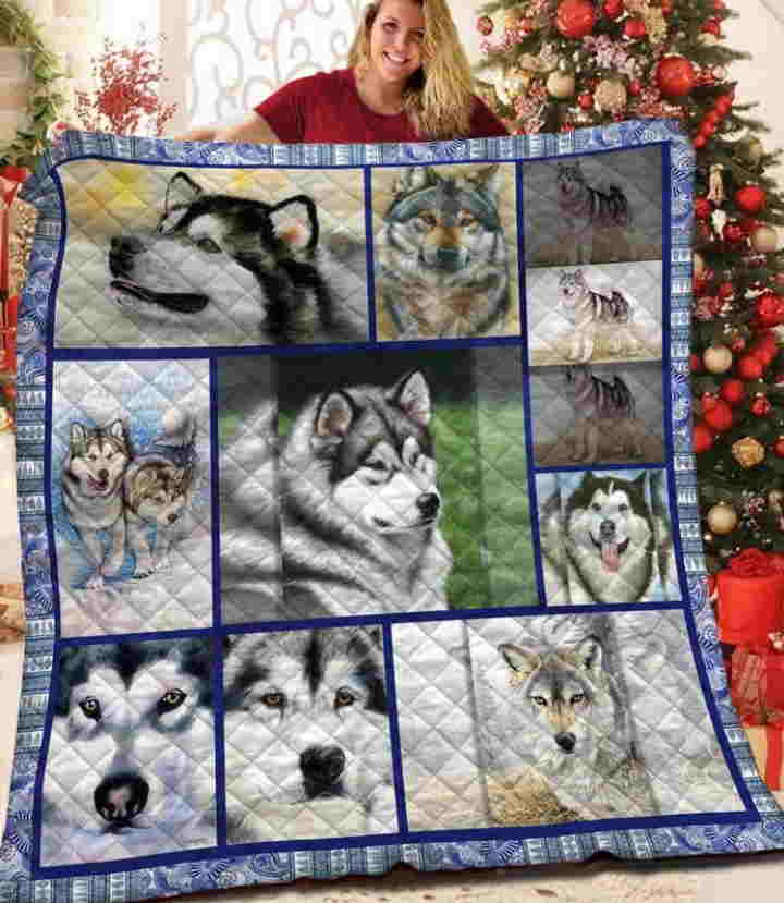 Alaskan Malamute Hey Cute Babies Quilt Blanket