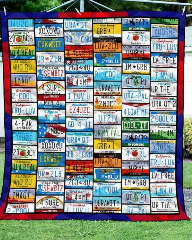 American State License Plates 3D Quilt Blanket