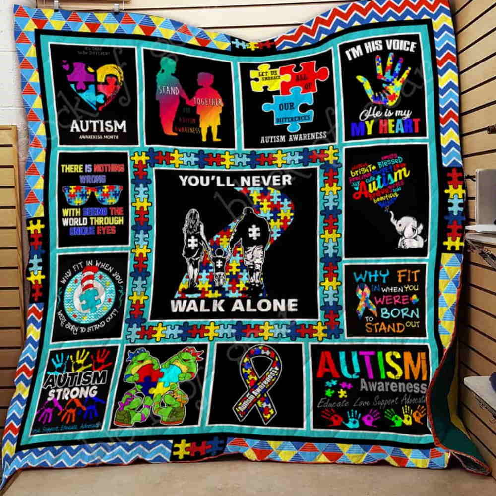 Autism All Over Printed Quilt Blanket