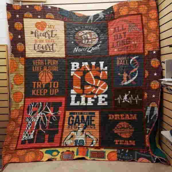 Basketball Play Hard Quilt Blanket