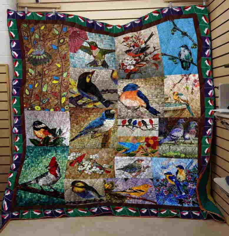 Bird And Flower 3D Quilt Blanket