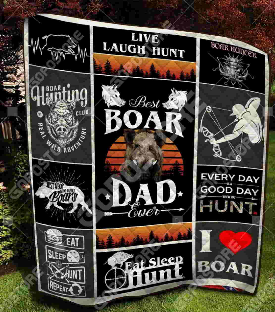 Boar Hunter 3D Quilt Blanket