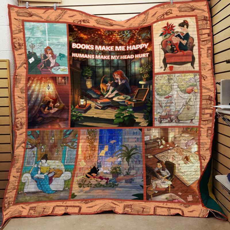 Book Makes Me Happy 3D Quilt Blanket