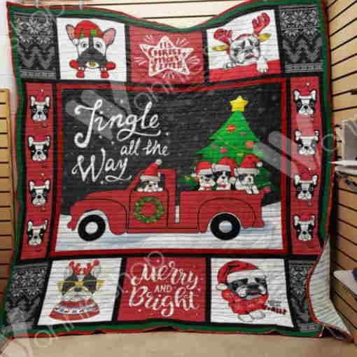 Boston Terrier Jingle All The Way 3D Quilt Blanket