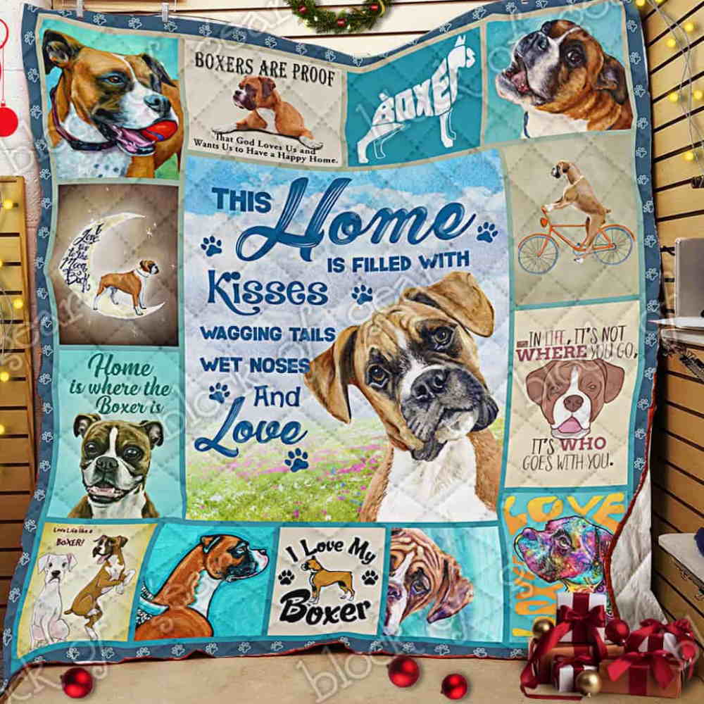 Boxer Kisses Quilt Blanket