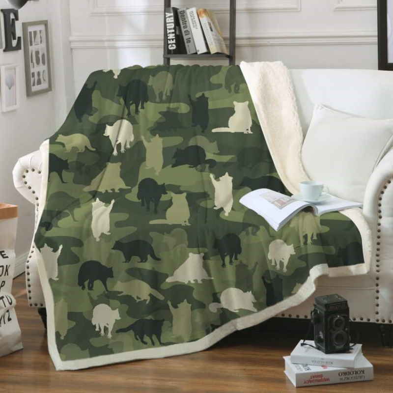 Camouflage Raccoon 3D Quilt Blanket