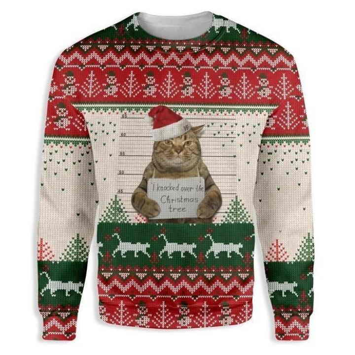 Cat I Knocked Over The Christmas Tree 3D Sweater