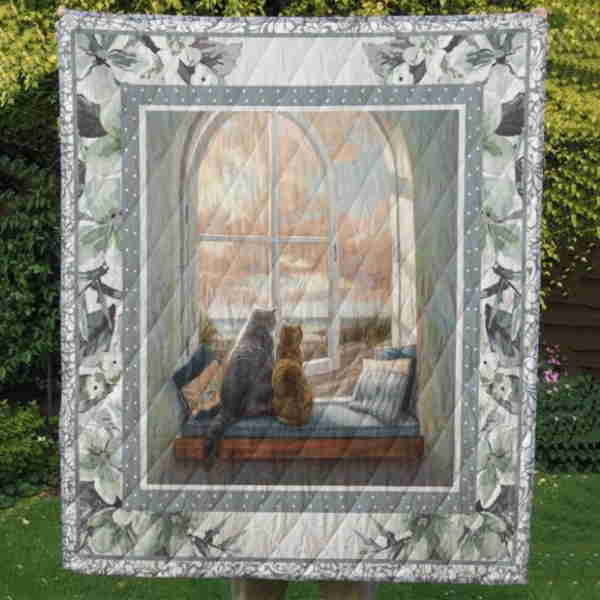 Cat In The Window 3D Quilt Blanket