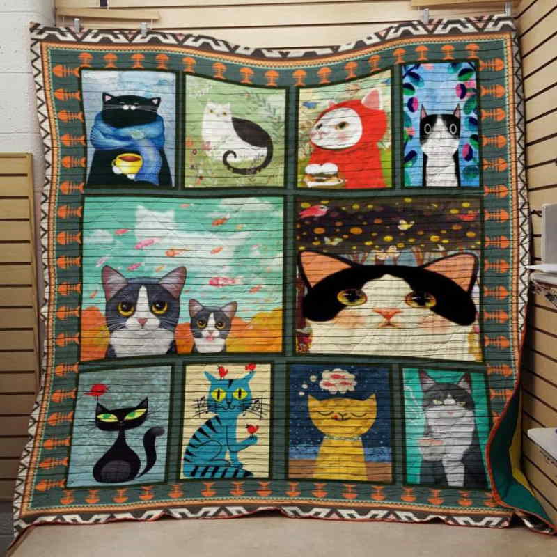 Cat Love Story Cats 3D Quilt Blanket