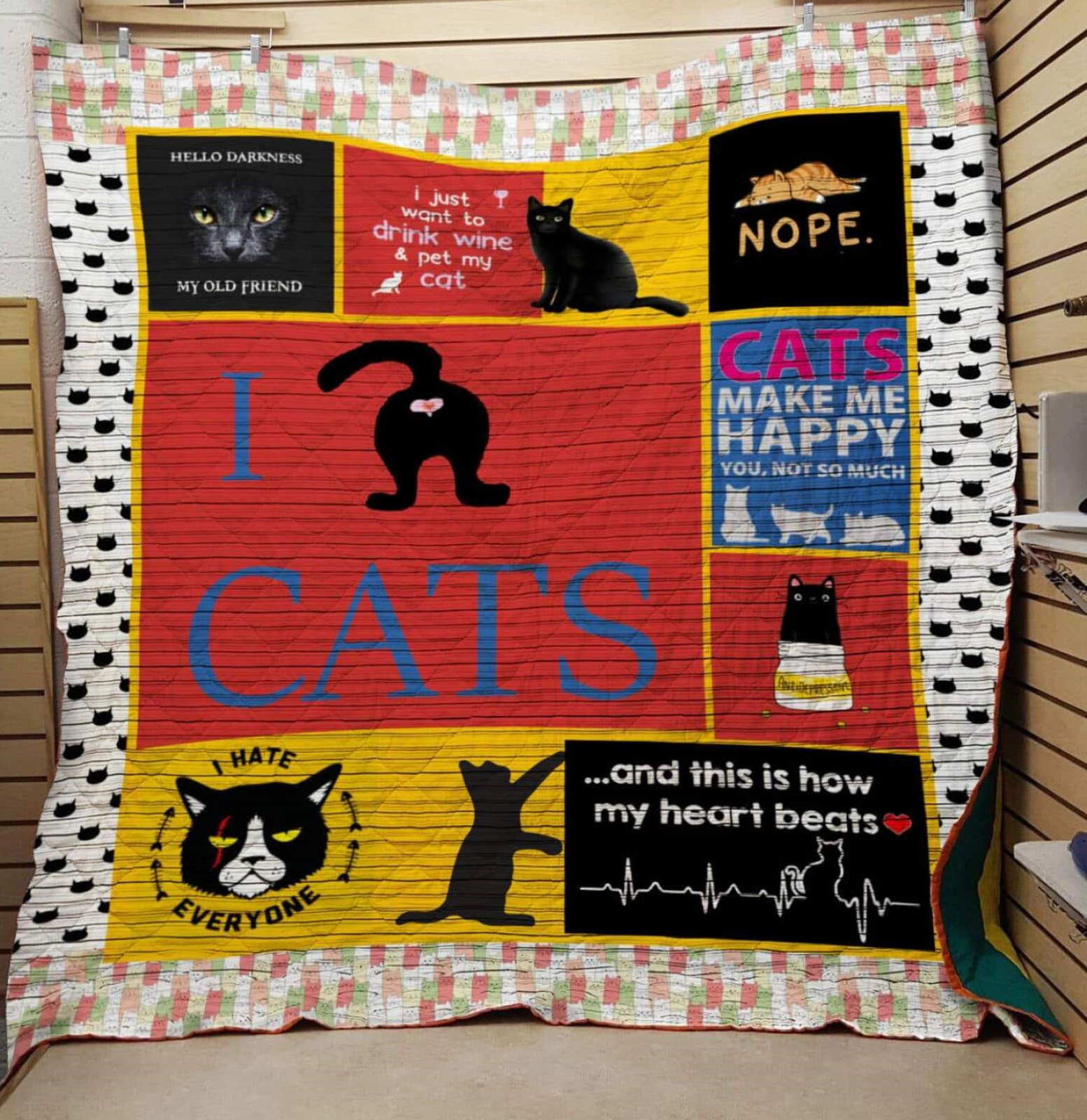 Cat Make Me Happy 3D Quilt Blanket