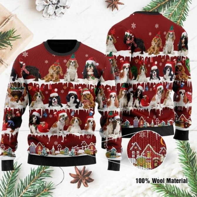 Cavalier King Charles Spaniel  3D Christmas Sweater