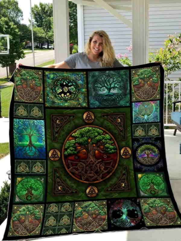 Celtic The Magic Green Tree Quilt Blanket