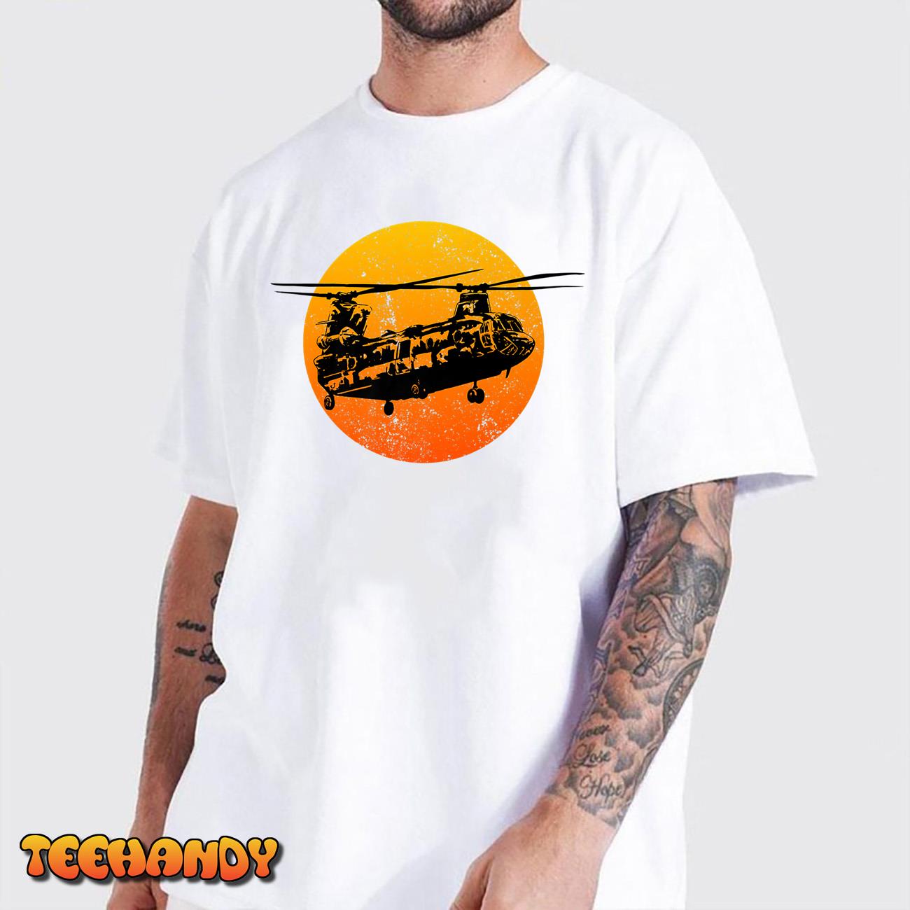 CH47 Chinook Sunset Military Helicopter Retro Chinook Premium T-Shirt