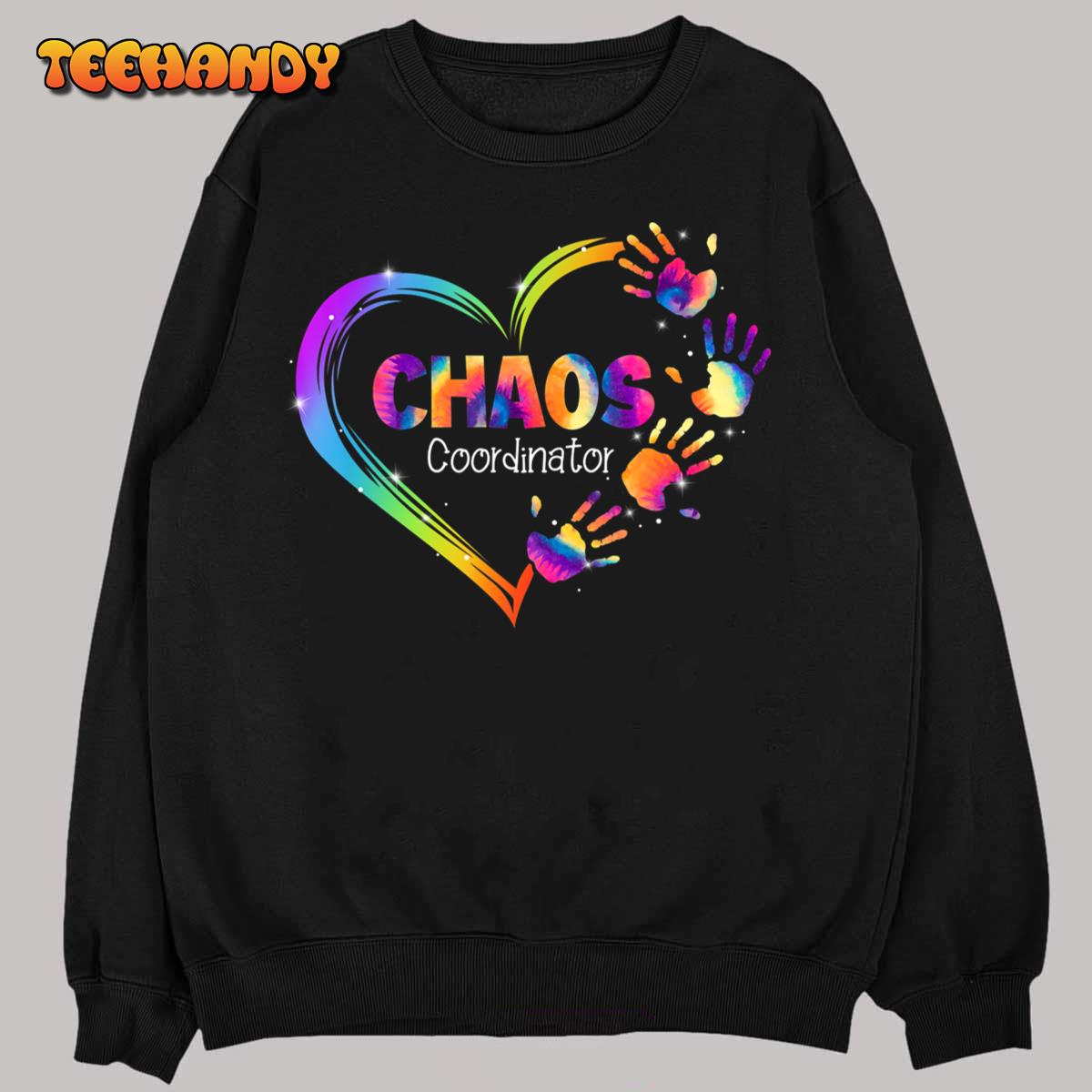 Chaos Coordinator Appreciation Tie Dye Heart Back School T-Shirt