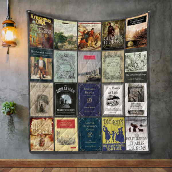 Charles Dickens Books 3D Quilt Blanket