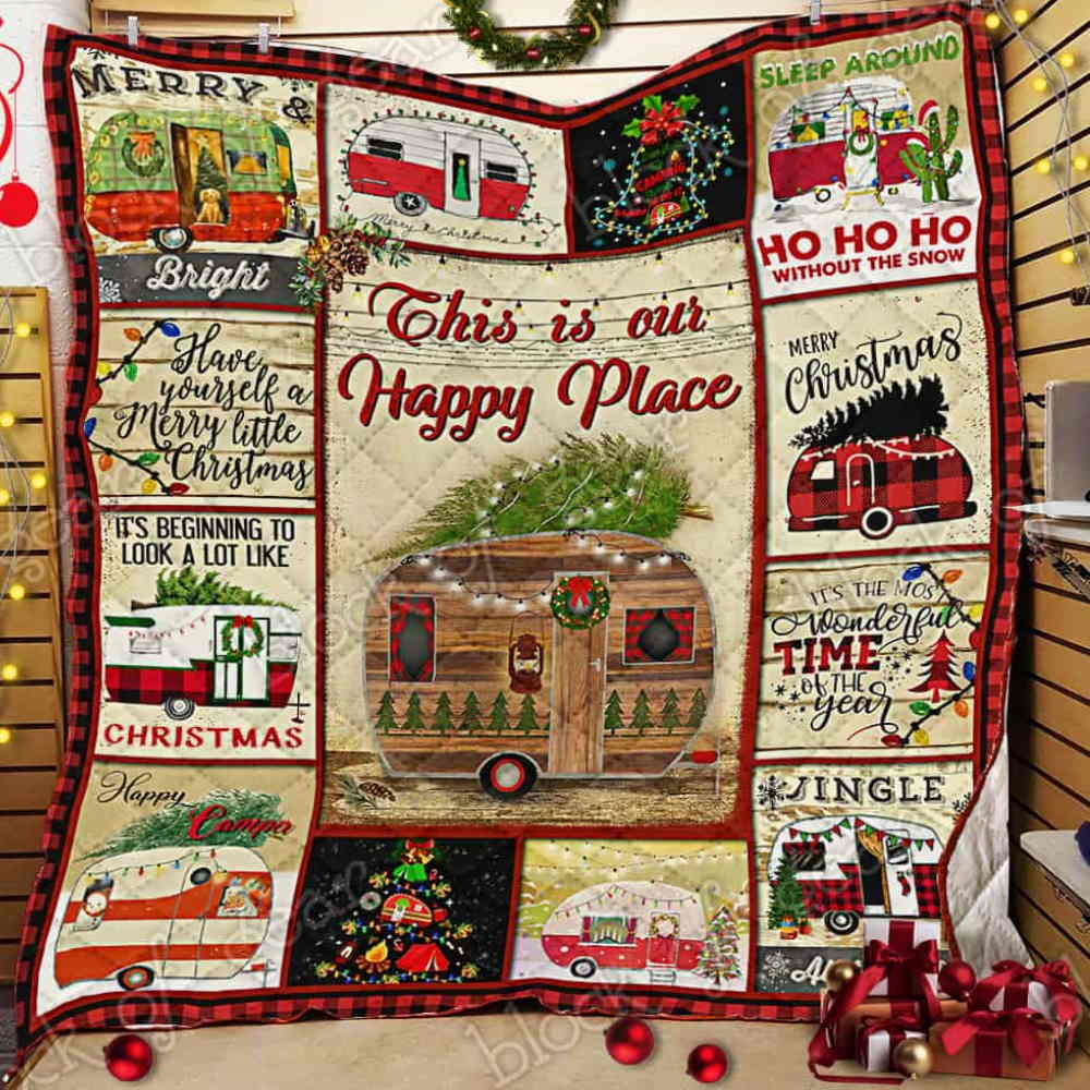 Christmas Vintage Camper Quilt Blanket