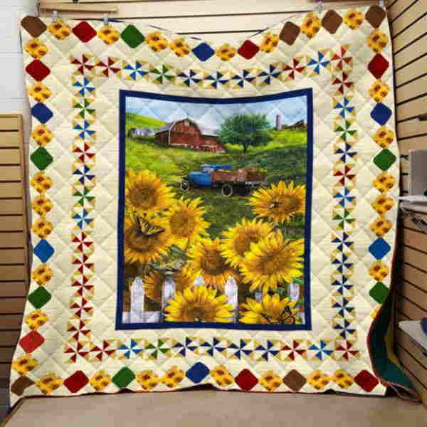 Country Paradise Sunflower Printing 3D Quilt Blanket