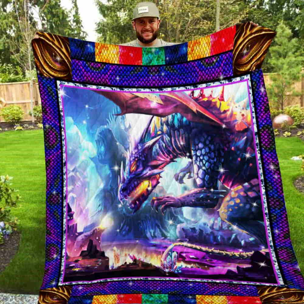 Crystal Purple Dragon Washable 3D Quilt Blanket