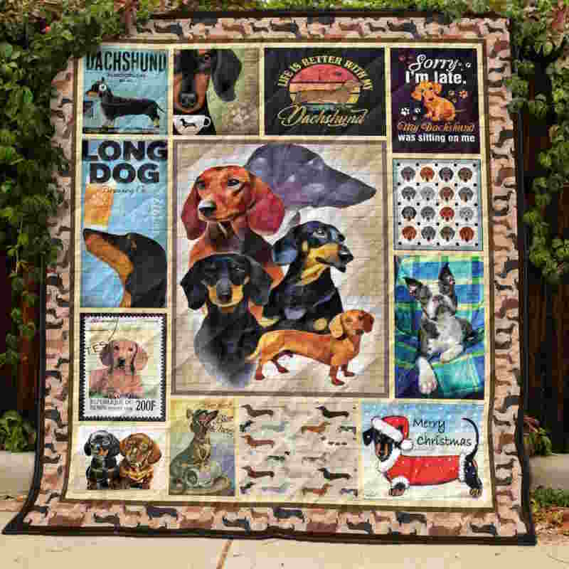 Dachshund Cute Long Dog Quilt Blanket