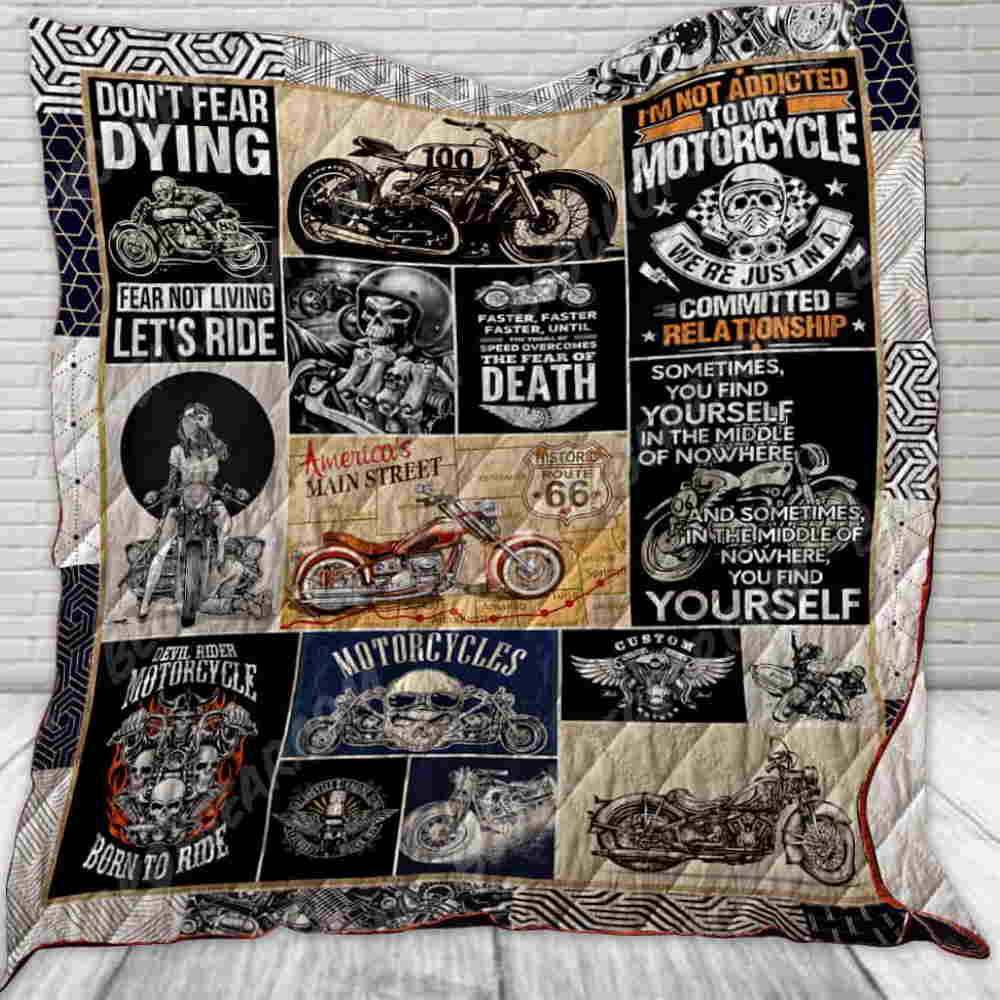 Devil Rider Motorcycle Quilt Blanket