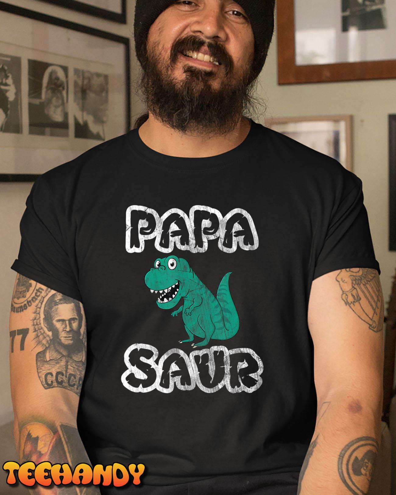 Dinosaur Papa Saur Grandfather Dad Gift Father’s Day T-Shirt