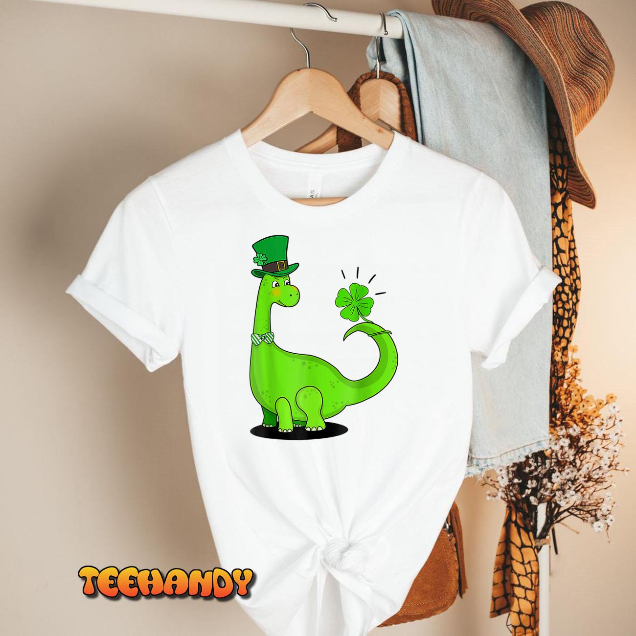 Dinosaur Shamrock St Patricks Day Funny Boys Girls Kids T-Shirt