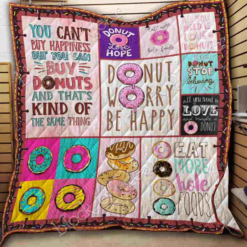 Donut Worry, Be Happy Quilt Blanket