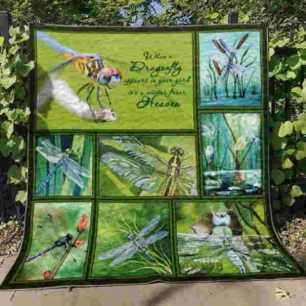 Dragonfly Smile Flower Christmas Gift Quilt Blanket