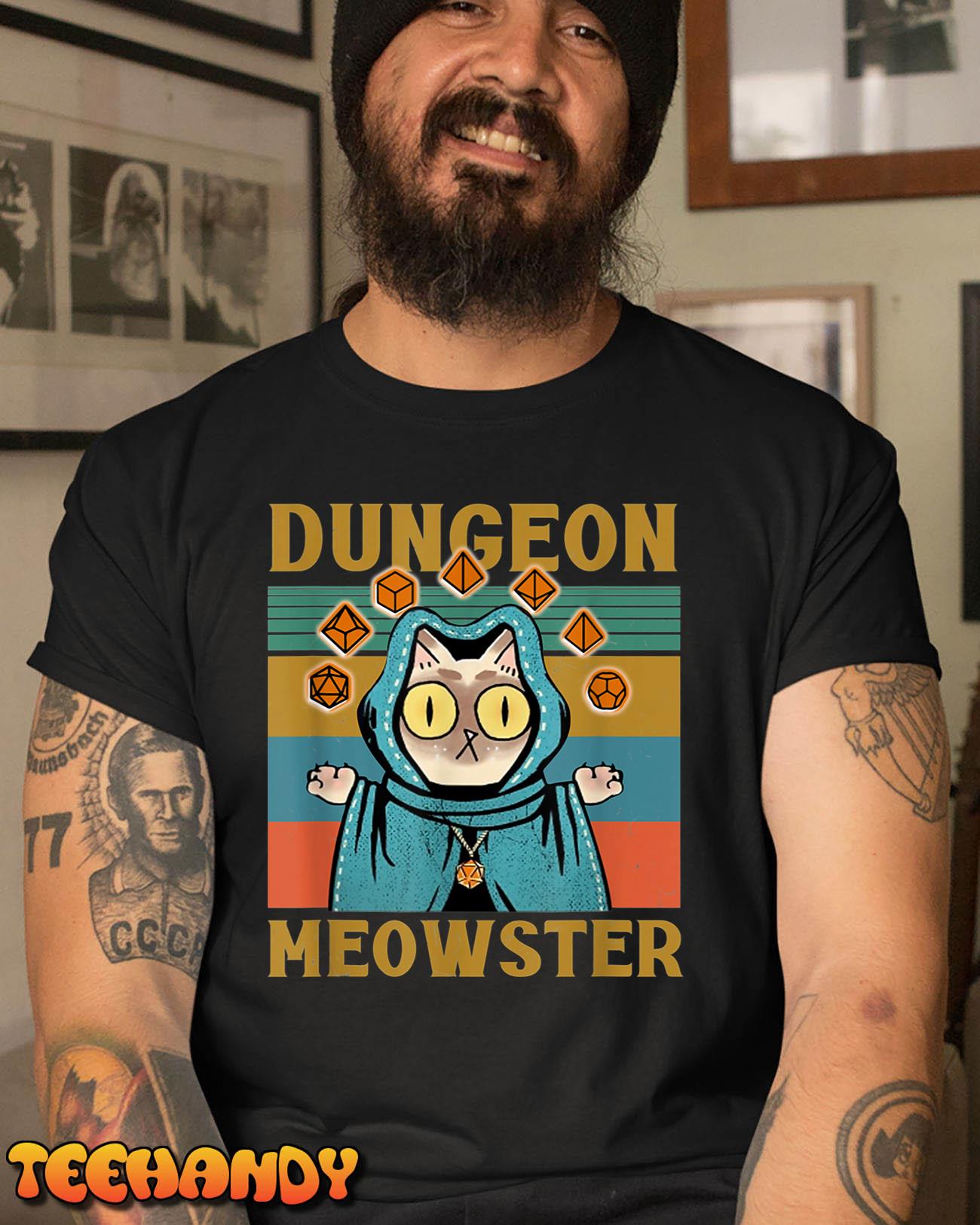 Dungeon Meowster Funny Nerdy-Gamer Cat-D20 Dice RPG T-Shirt