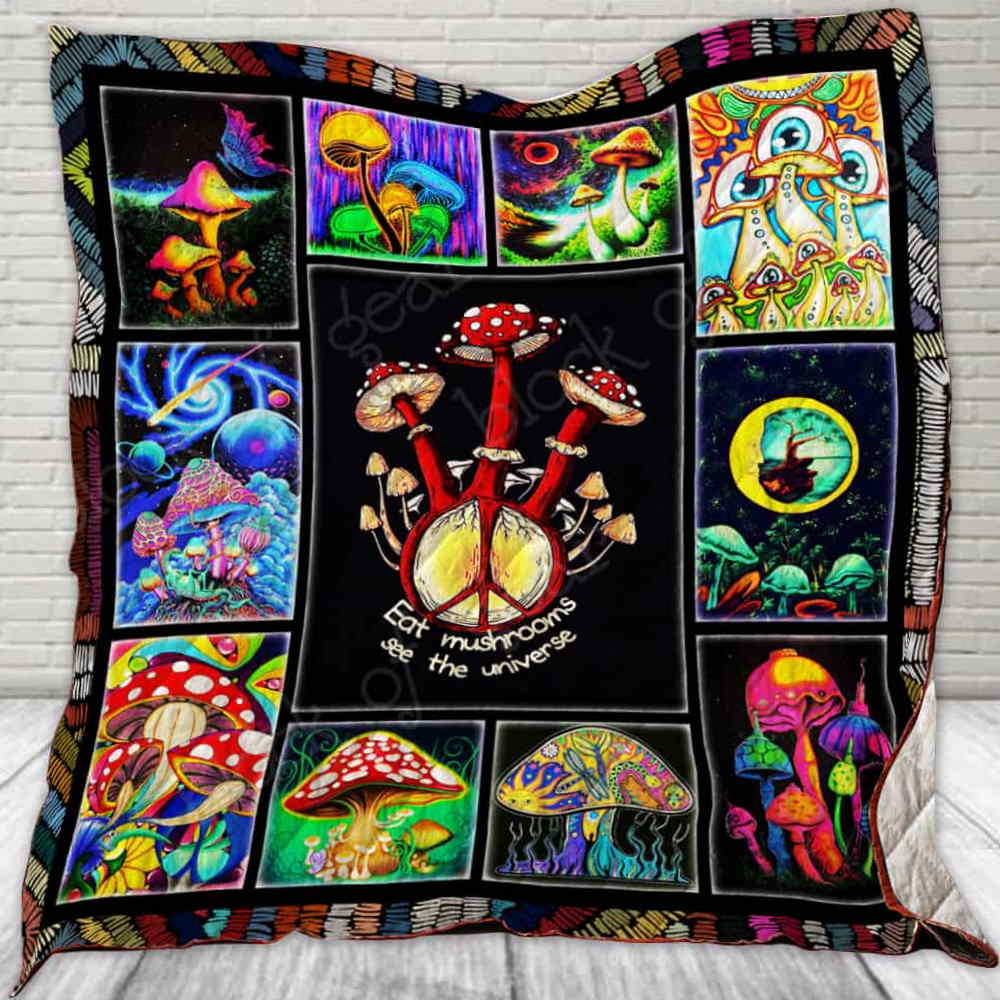 Eat Mushrooms, See The Universe 3D Quilt Blanket