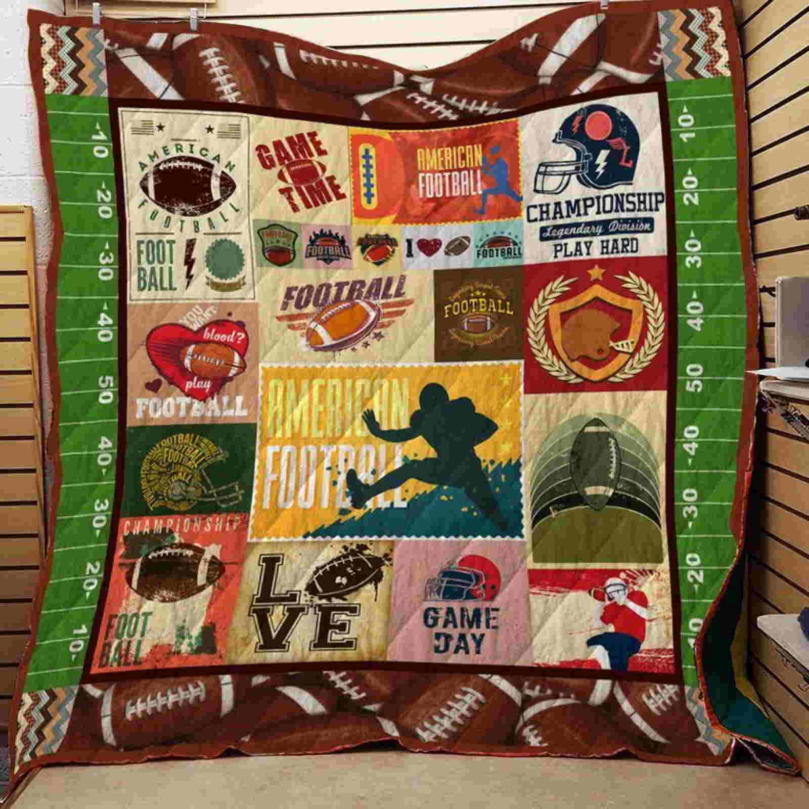 Football Quilt Blanket