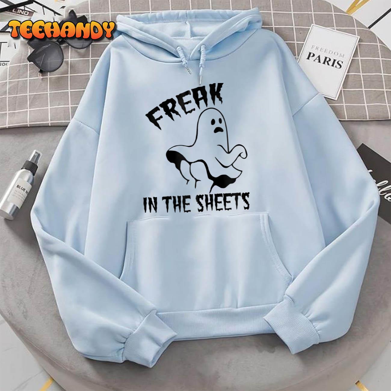 Freak In The Sheets Funny Halloween Boo Ghost Zip Hoodie