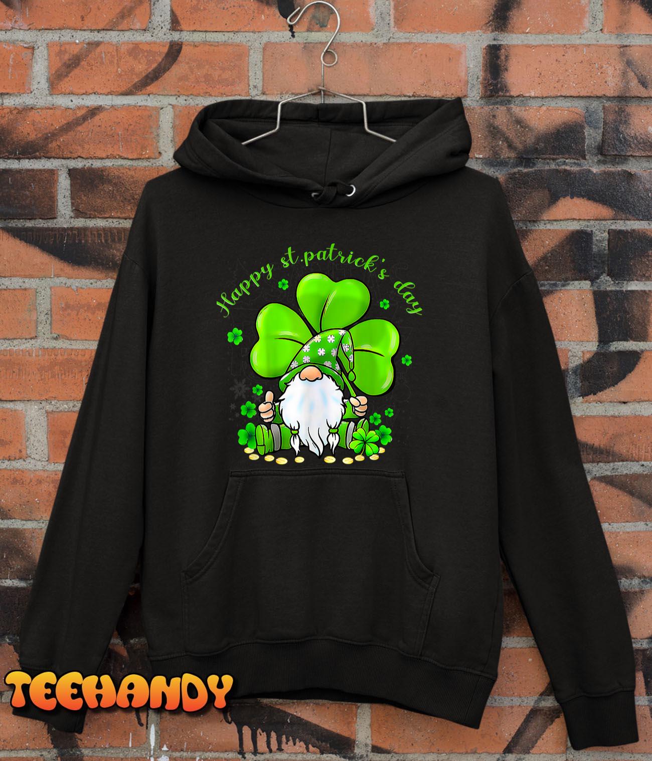 Funny Happy St Patrick Day Gnome Clover T-Shirt