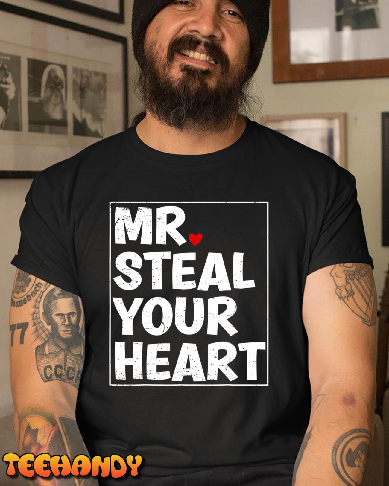 Funny Mr Steal Your Heart Shirt Valentines Day Boys Kids T-Shirt