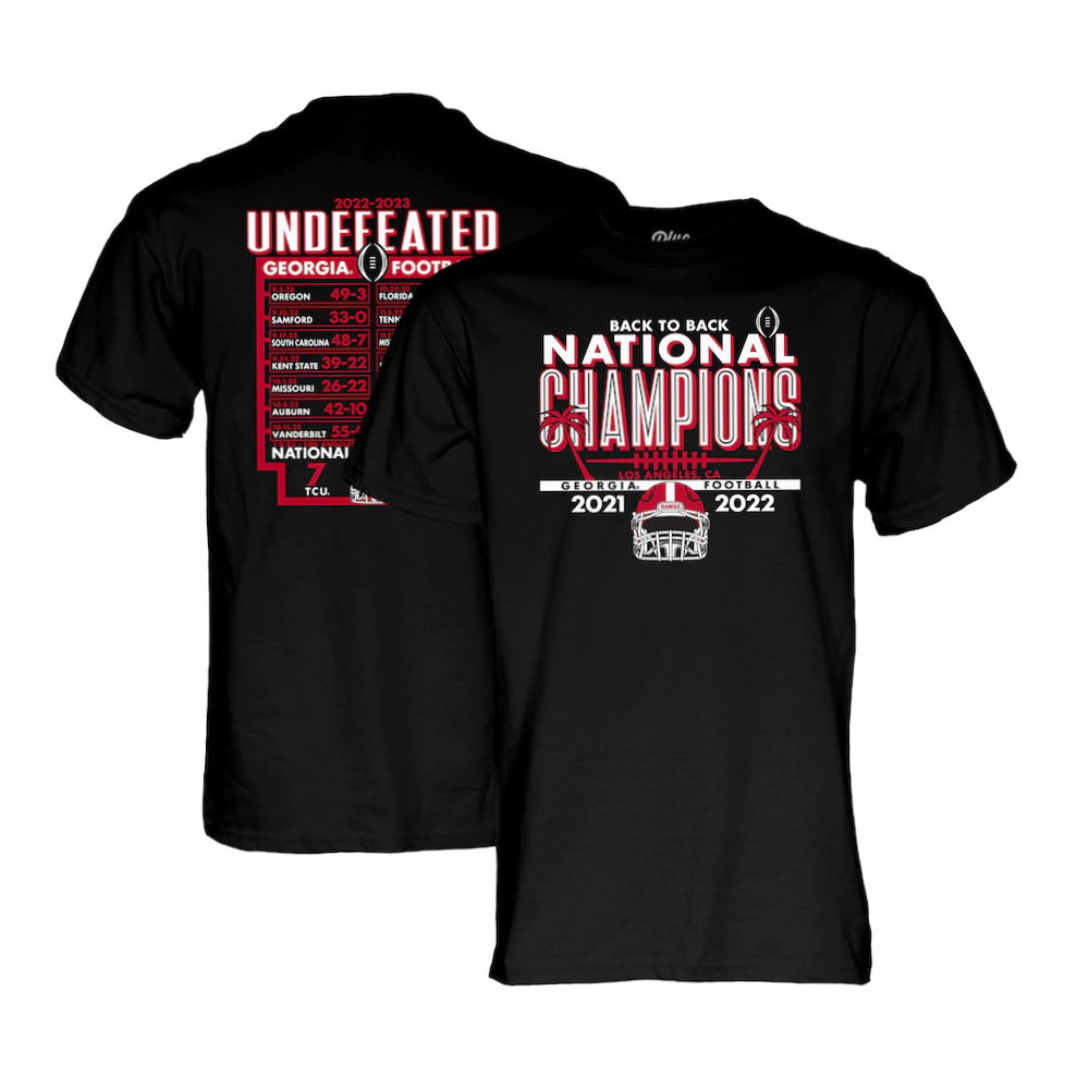 Georgia Bulldogs Back-To-Back College Football Playoff National Champions Schedule T-Shirt