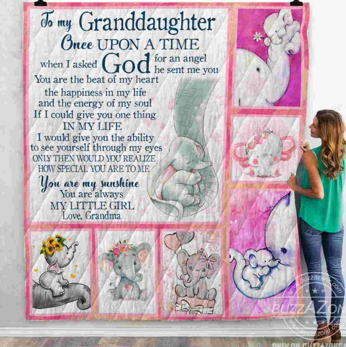 Gift For Your Granddaughter Elephant Quilt Blanket