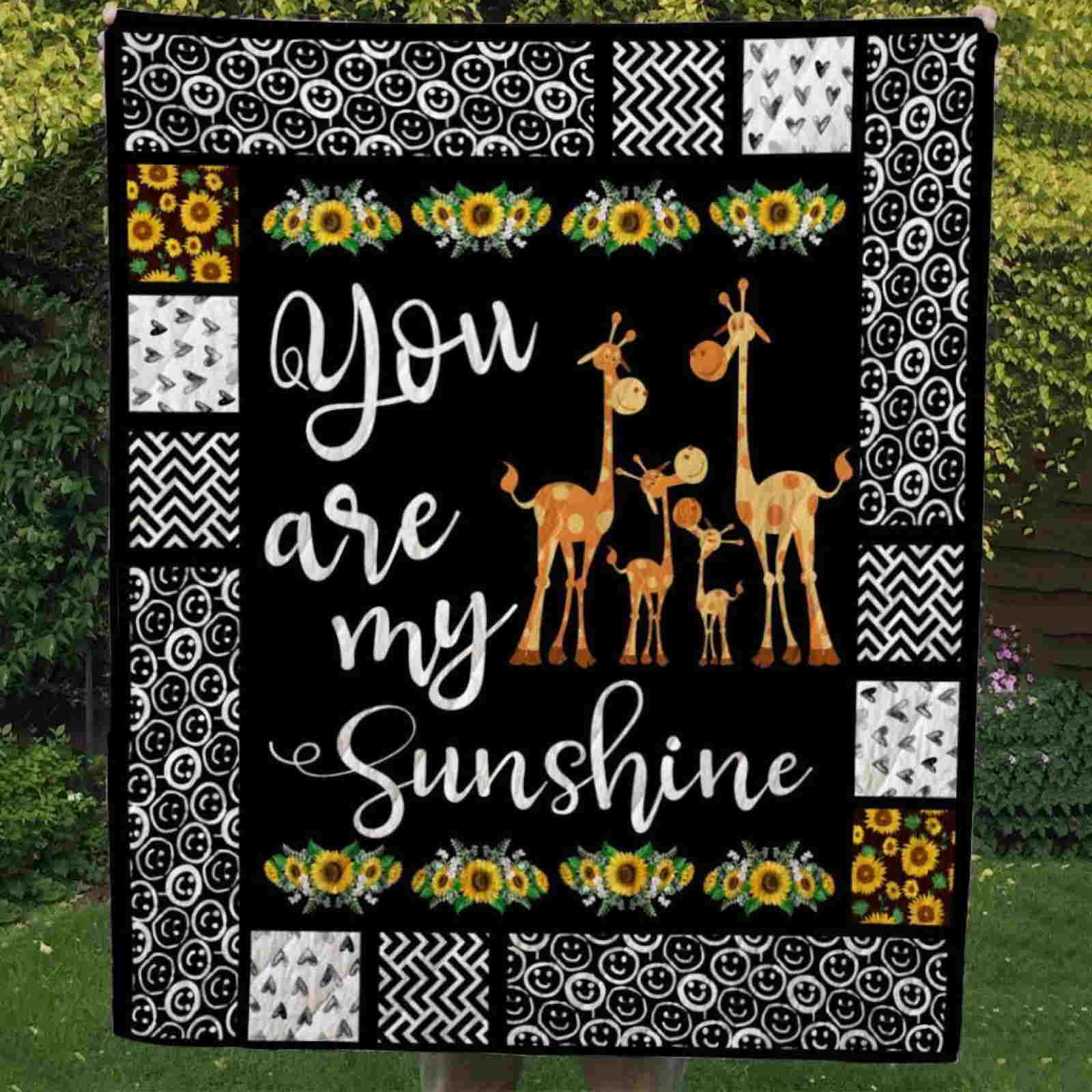 Giraffe You Are My Sunshine Quilt Blanket