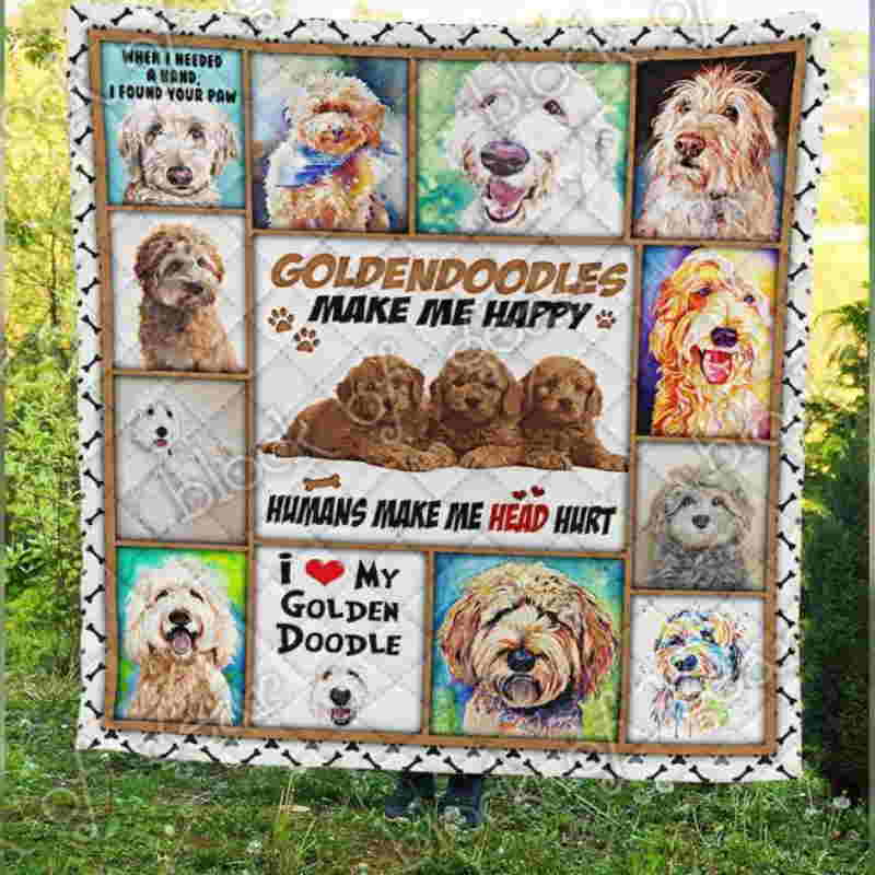 Golden Doodle Make Me Happy 3D Quilt Blanket