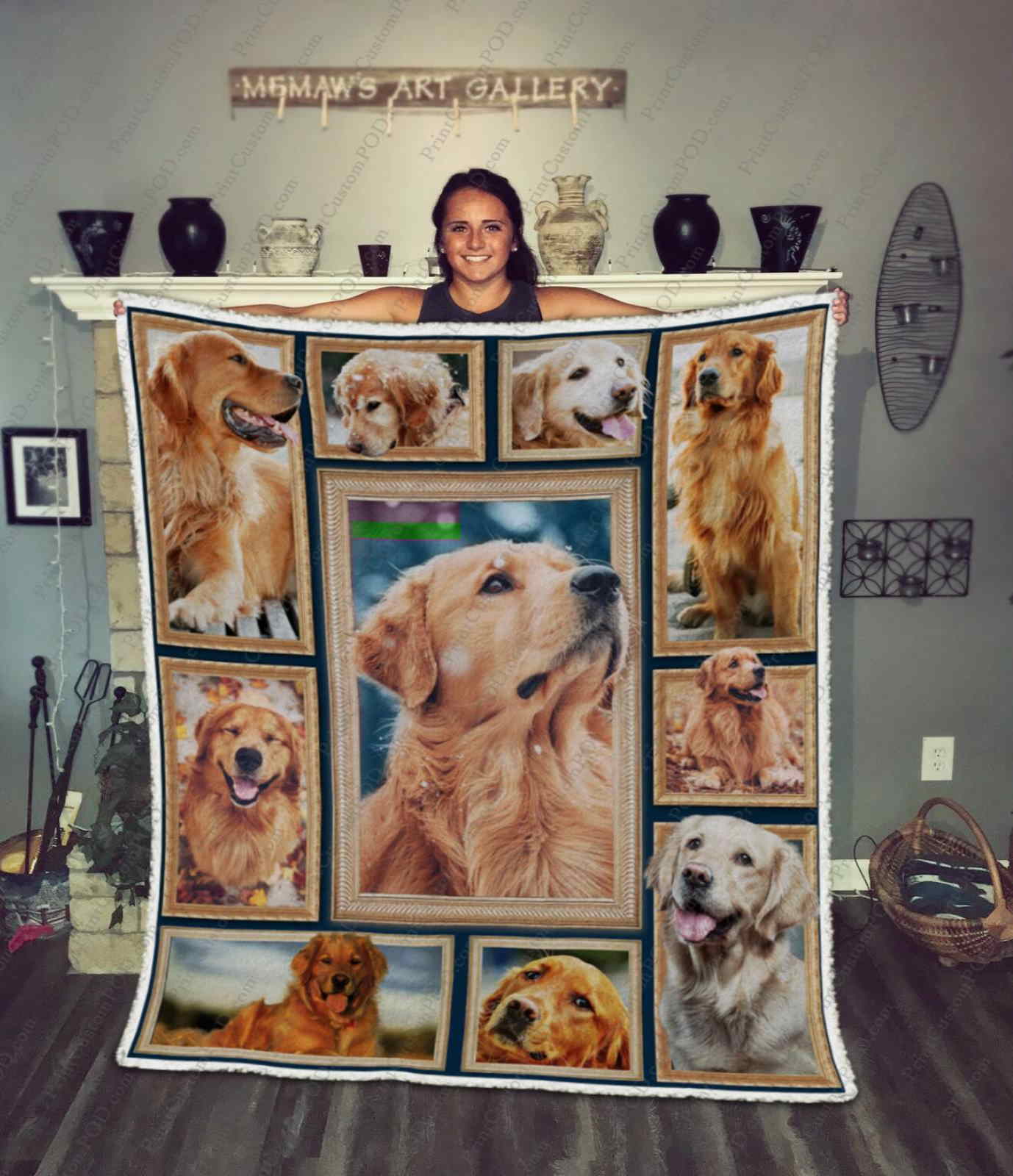 Golden Retrie Dog 3D Quilt Blanket