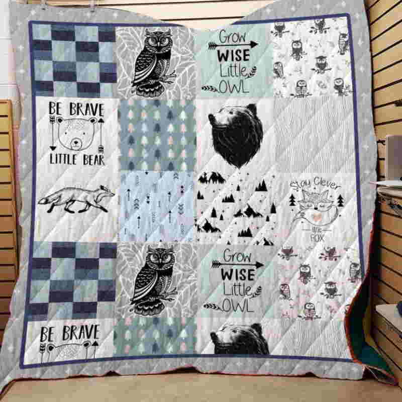 Grow Wise, Be Brave, Stay Clever Quilt Blanket