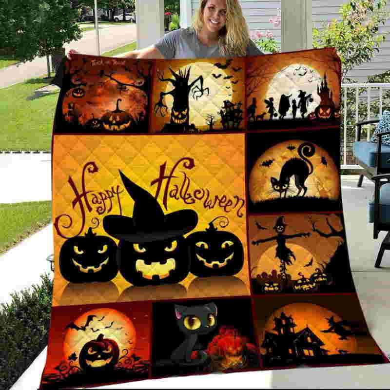 Halloween Halloween Pumpkin Quilt Blanket