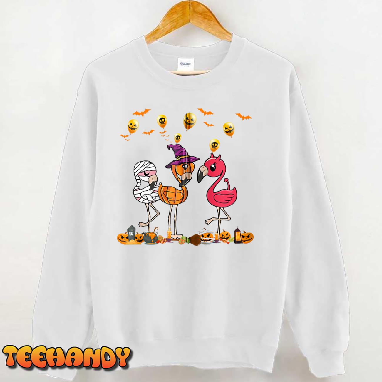 Happy Flamingoween Witch Pumpkin Mummy Flamingo Halloween Hoodie