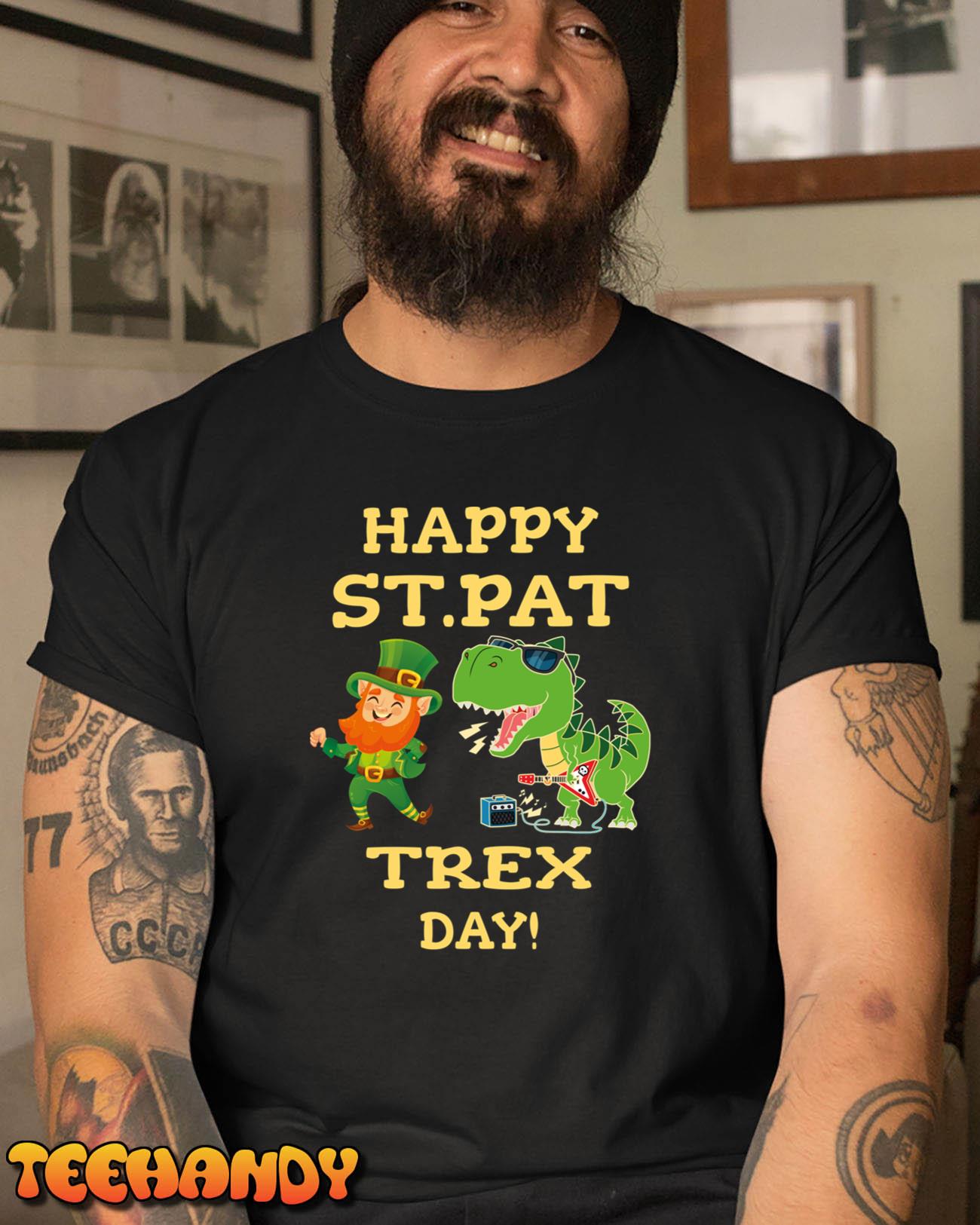 Happy St. Pat-Rex Day Funny Irish Saint Patrick’s Day Dinosaur Boys Girls Kids T-Shirt