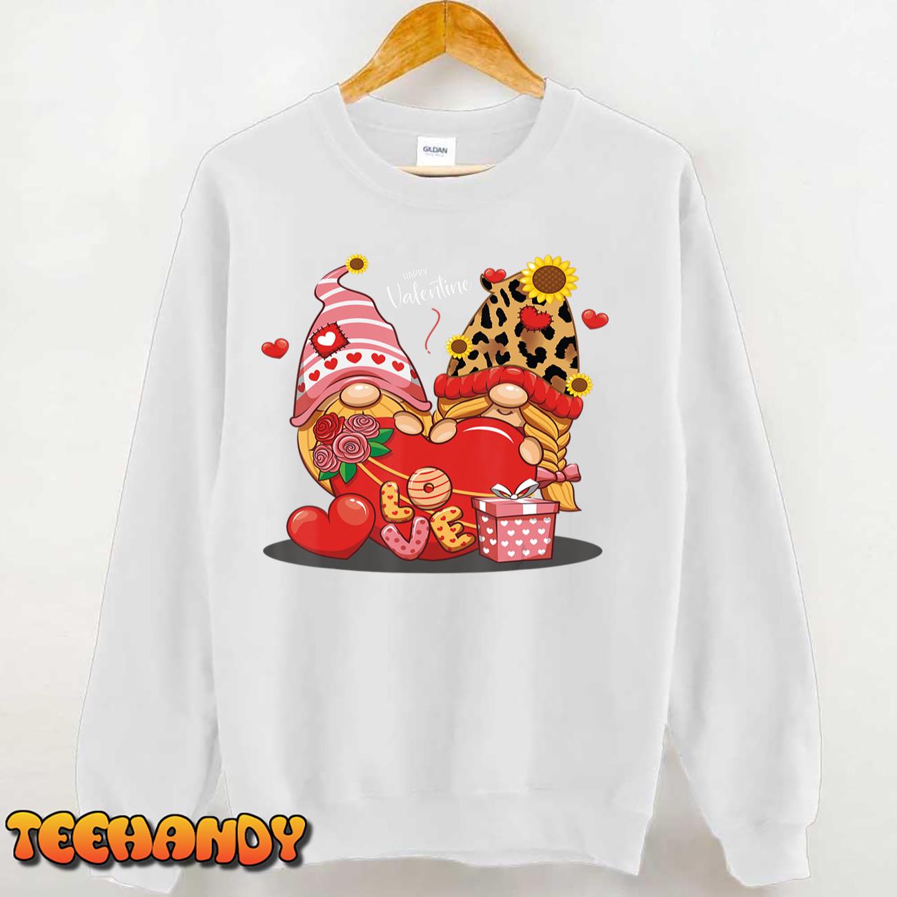 Happy Valentines Day Gnomes with Leopard Sunflower Valentine T-Shirt