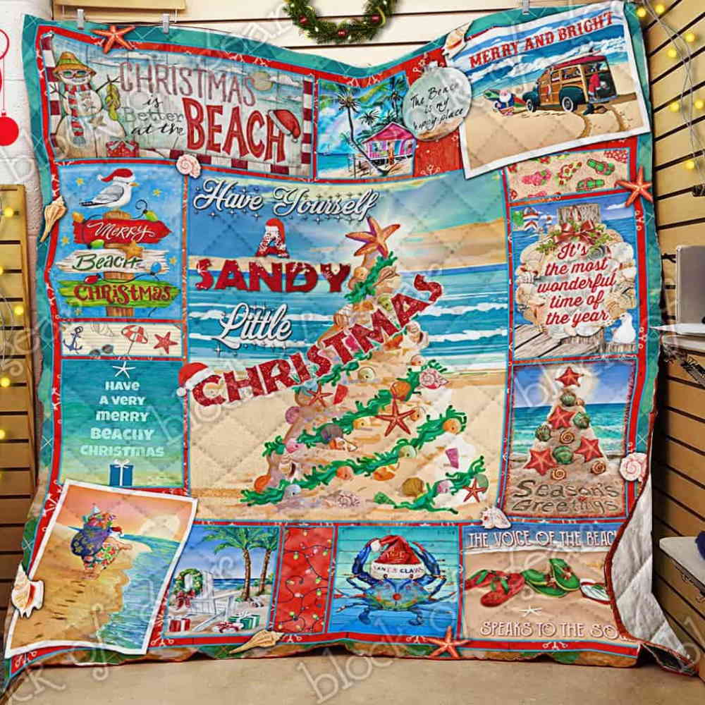 Have Yourself Sandy Little Christmas Quilt Blanket